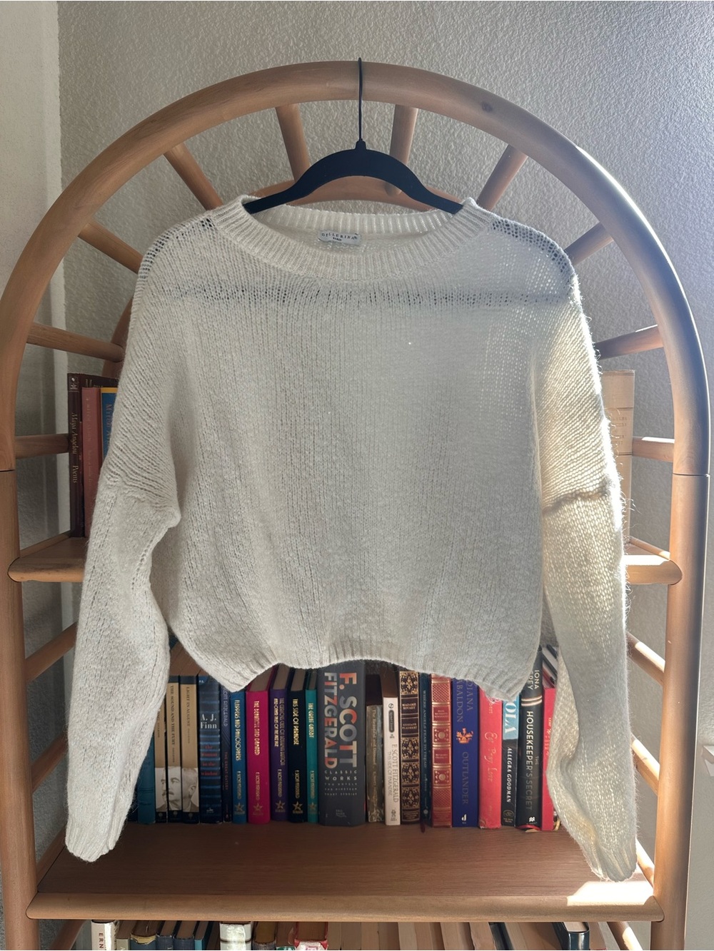 Wool White Cropped Knit Sweater